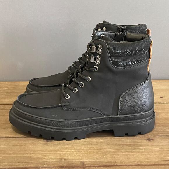 Madden Men\'s Boots Size 7 M Black Hiker Casual Zip Up Lace Up with Ortholite main image 8